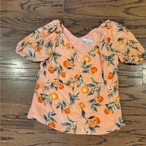 LOFT Women's Orange Floral Top